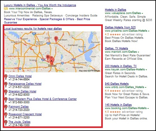desktop results for local places on google 2015