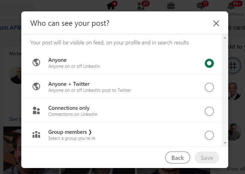 who can see your post - linkedin
